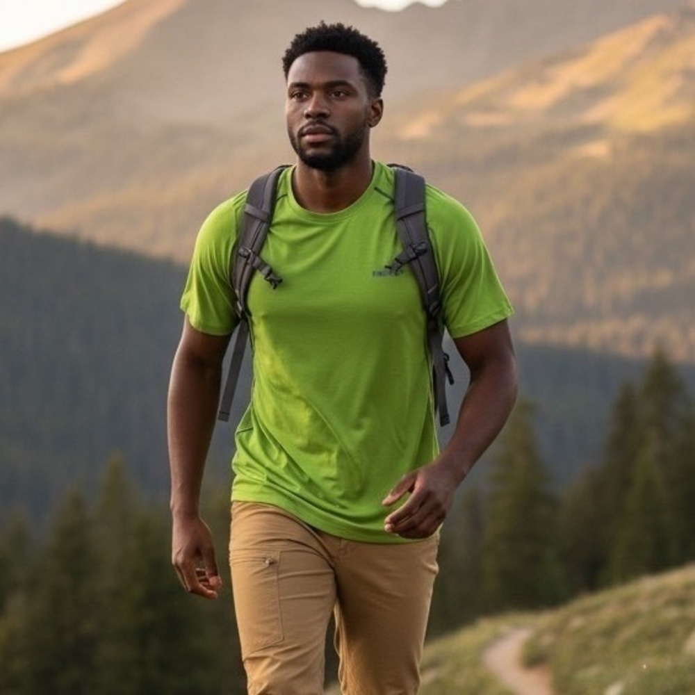 Marmot Mens XXL Performance T-Shirt Lime Green Raglan Stretch Hiking Active Top